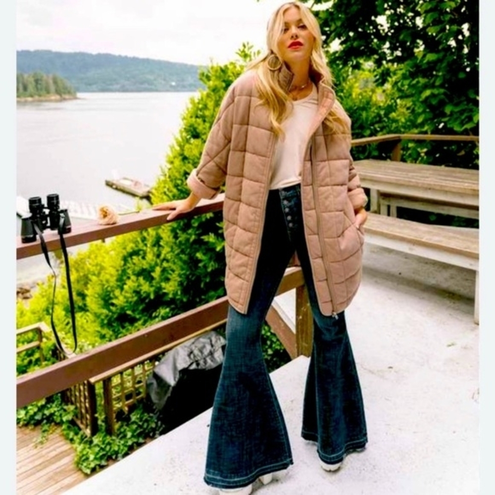Jackson Rowe Quilted Long Puffer Jacket in Blush